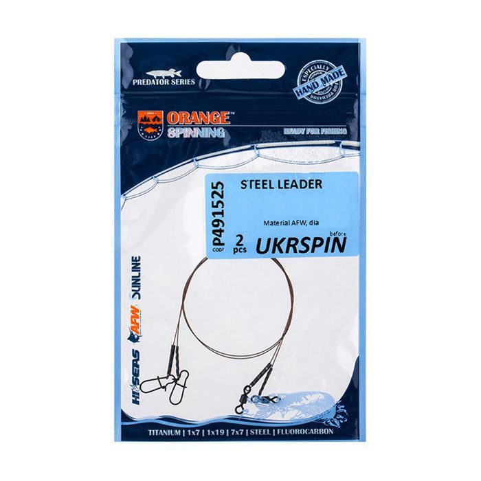 Поводок Ukrspin Orange Spinning плетеный сталь AFW 1х19 12см 5кг(10lb)/0.2мм (1590.01.52)