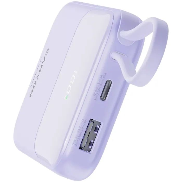 Батарея универсальная Canyon 10000mAh OnPower 101 PD/22.5W built-in cable Purple (CNS-CPB101PU) изображение 6