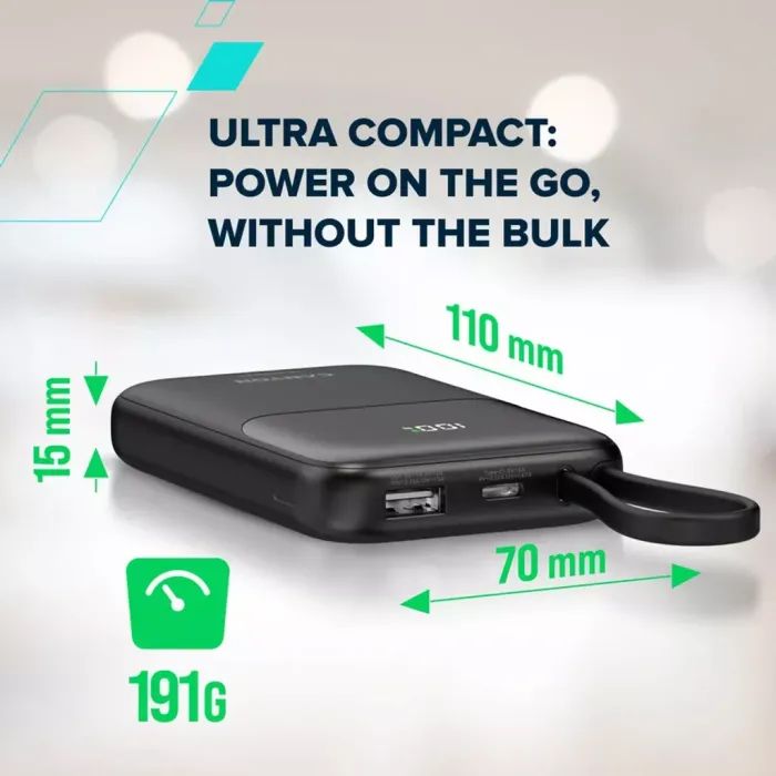 Батарея универсальная Canyon 10000mAh OnPower 101 PD/22.5W built-in cable Purple (CNS-CPB101PU) изображение 7