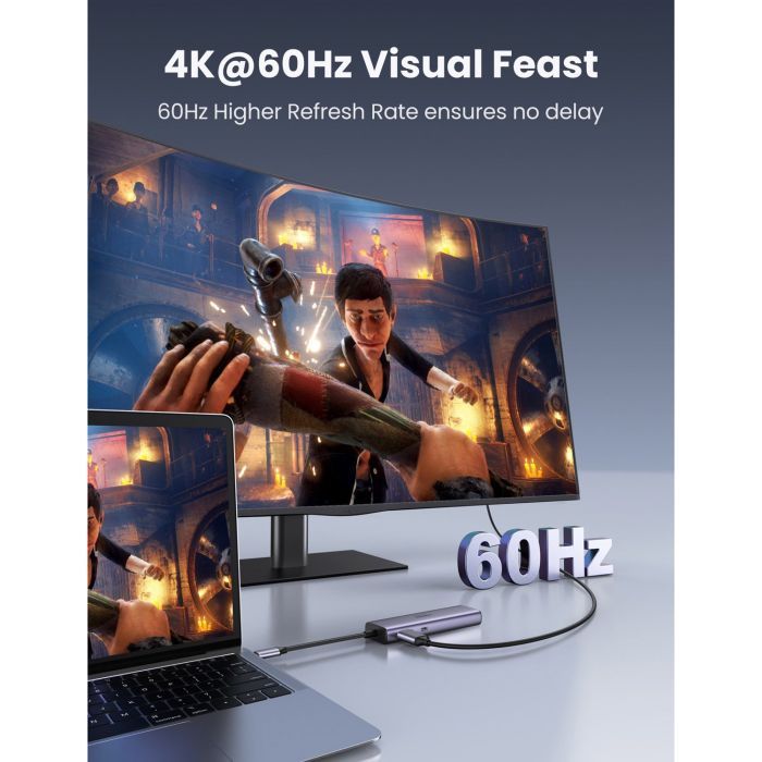 Концентратор Ugreen USB3.1 Type-C to HDMI/USB 3.0x2/RJ45/SD/TF/PD 100W CM512 (60515) зображення 9