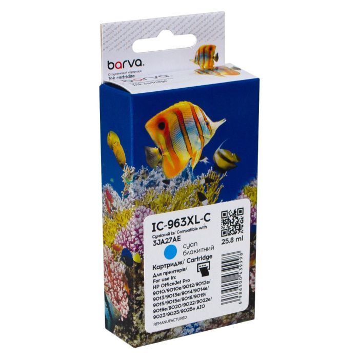 Картридж Barva HP 963XL (3JA23AE/3JA27AE) 1600 c, Cyan (IC-963XL-C)