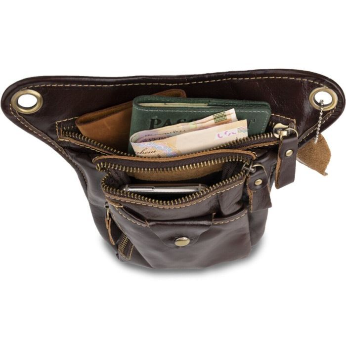 Сумка Vintage На пояс Коричневая (14939) изображение 7