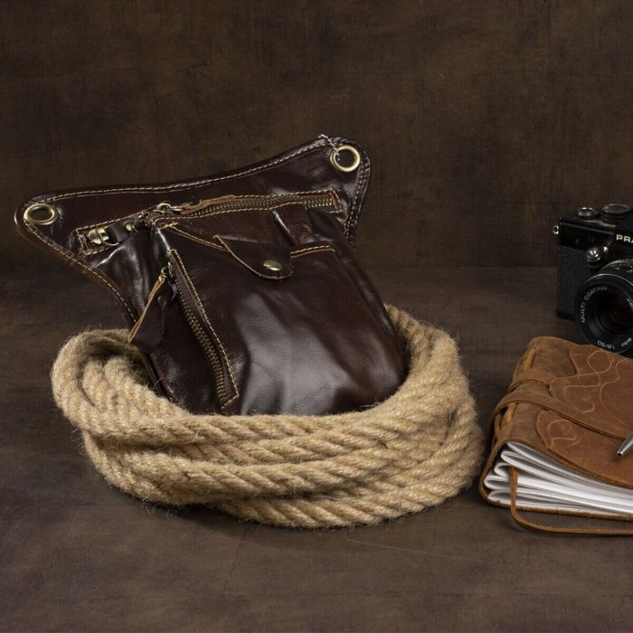 Сумка Vintage На пояс Коричневая (14939) изображение 8