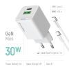 Зарядний пристрій ColorWay GaN Mini 30W PD Port PPS USB (Type-C PD + USB QC4.0) cable Type-C (CW-CHS053PDC-WT) зображення 7