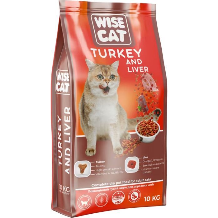 Сухой корм для кошек Wise Cat Turkey and liver 10 кг (4820111141609)