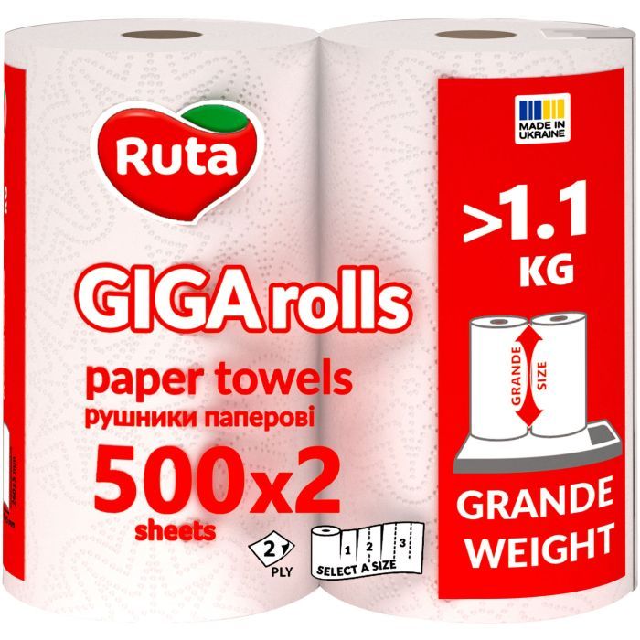 Бумажные полотенца Ruta Giga Rolls 2 слоя 2 рулона (4820202895848)