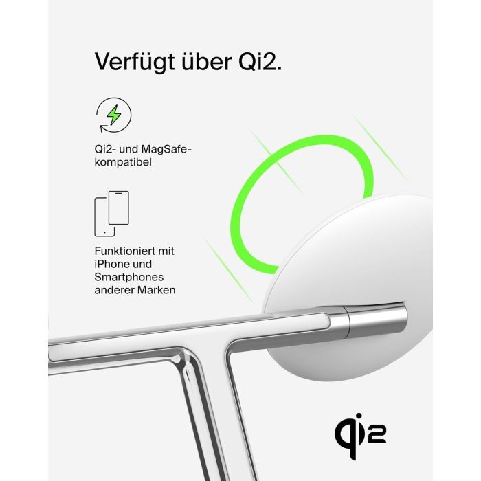 Зарядное устройство Belkin 3in1 Magnetic Adjustable Pad Qi2 15W White (WIZ023VFWH) изображение 8