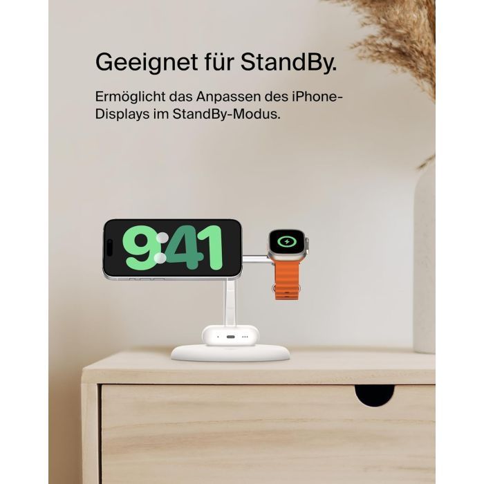 Зарядное устройство Belkin 3in1 Magnetic Adjustable Pad Qi2 15W White (WIZ023VFWH) изображение 9