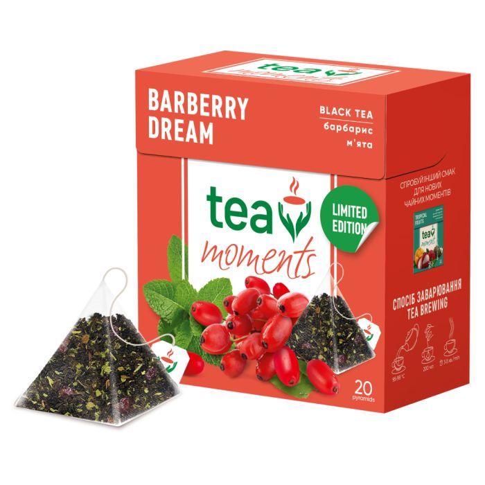 Чай Tea Moments Barberry Dream чорний з барбарисом та м'ятою 20х1.8 г пірамідки (tm.03644) зображення 2
