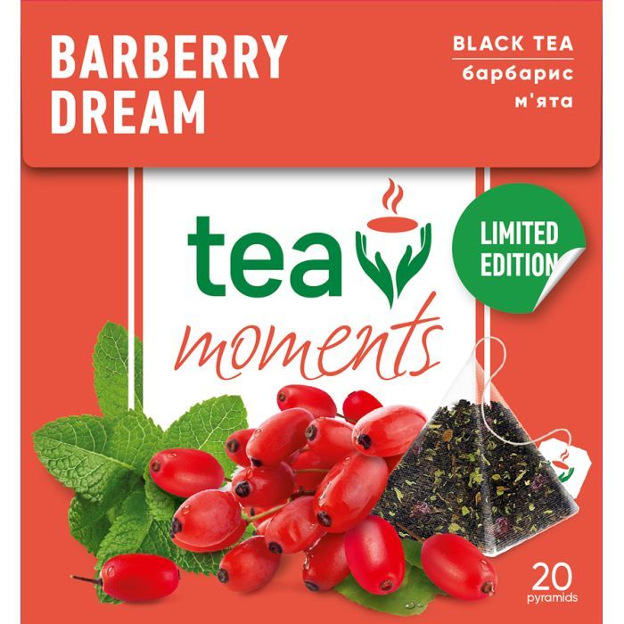Чай Tea Moments Barberry Dream чорний з барбарисом та м'ятою 20х1.8 г пірамідки (tm.03644) зображення 4