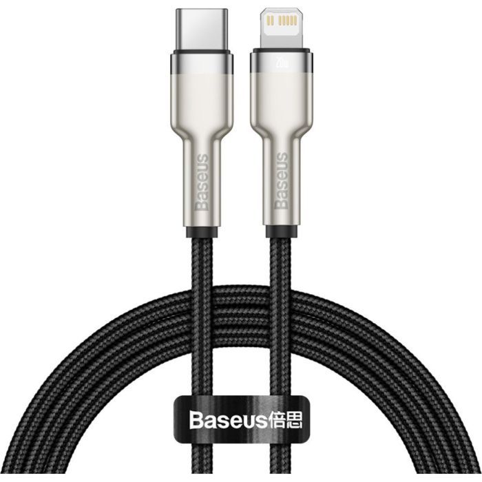 Дата кабель USB-C to Lightning 1.0m Cafule Metal PD 20W white Baseus (CATLJK-A02)