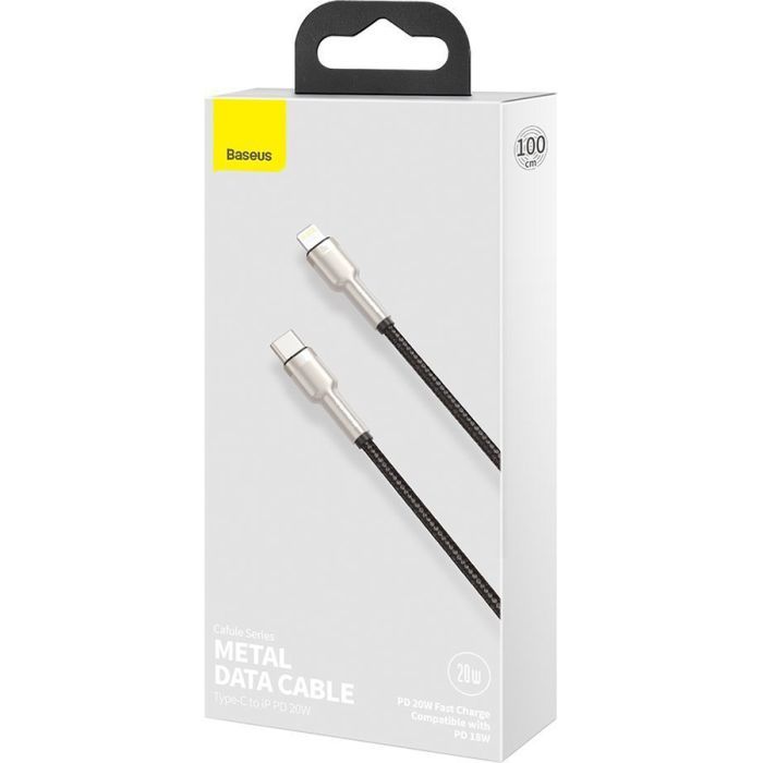 Дата кабель USB-C to Lightning 1.0m Cafule Metal PD 20W white Baseus (CATLJK-A02) зображення 4