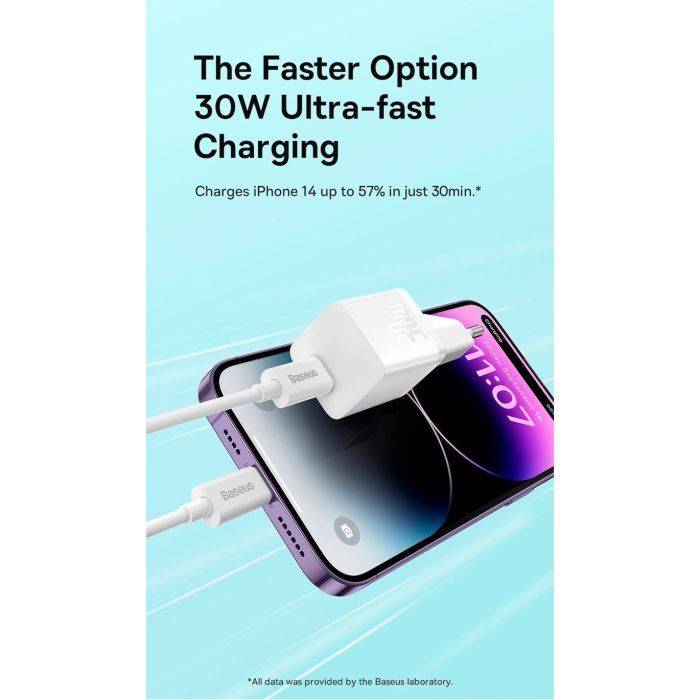 Зарядное устройство Baseus GaN5 Fast Charger USB-C 30W black (CCGN070401) изображение 11