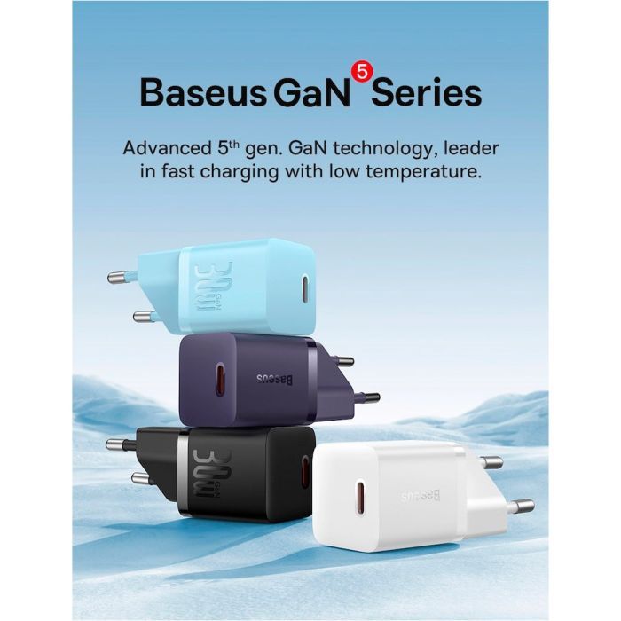 Зарядное устройство Baseus GaN5 Fast Charger USB-C 30W black (CCGN070401) изображение 7