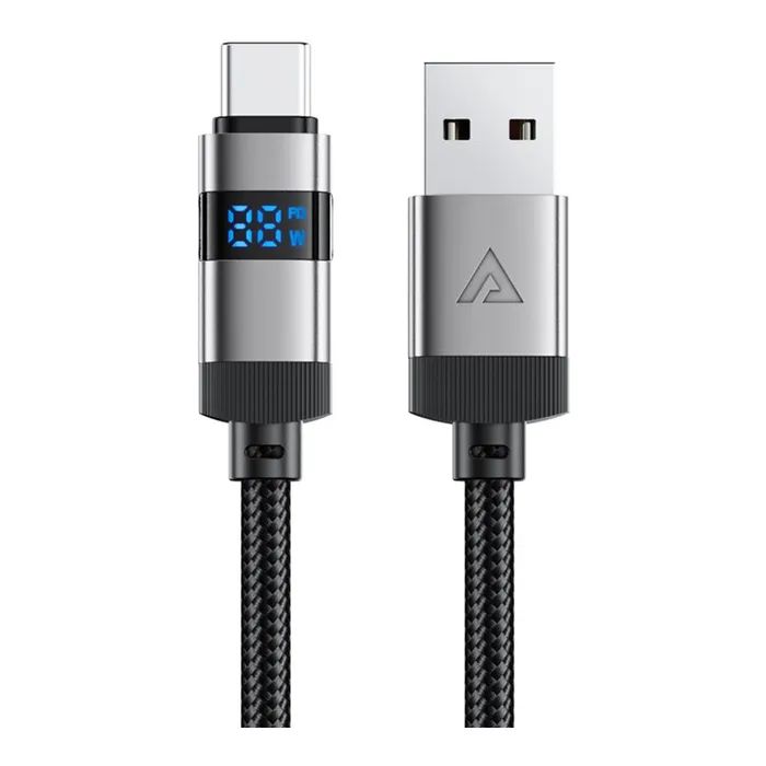 Дата кабель USB 2.0 AM to USB-C 1.2m digital display braided C15-04 black Acefast (6974316283737)