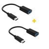 Дата кабель OTG USB 2.0 AF to USB-C 0.11m 2PCS black XoKo (XK-AC230-BK2)