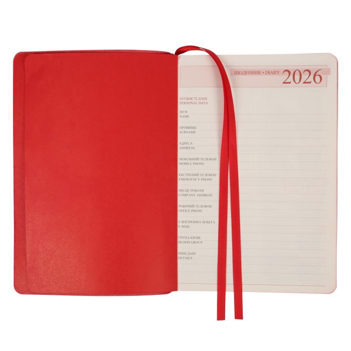 Тижневик Leo planner А5 датований 2026 "Vitto", м‘який, червоний, 368 сторінок (252643) зображення 5