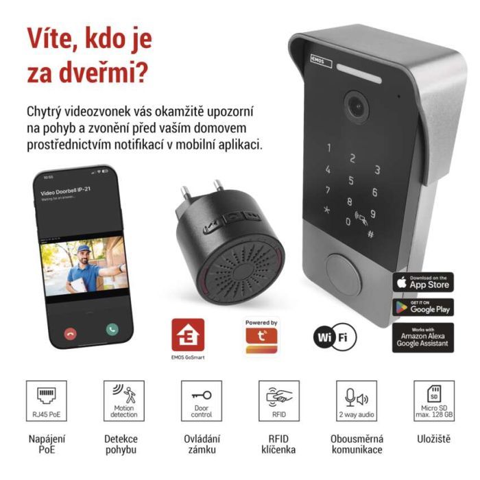 Дверний дзвінок EMOS H4034 IP-21PoE Wi-Fi (H4034) зображення 3
