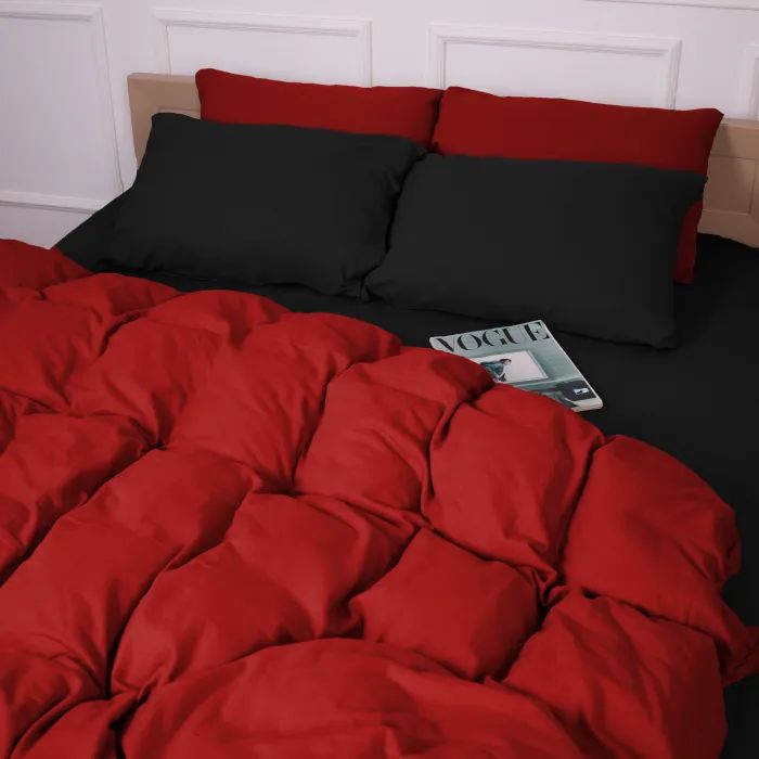 Постельное белье MirSon 002-009 Black/Red Фланель 2x143x210 С (2200009656569) изображение 6