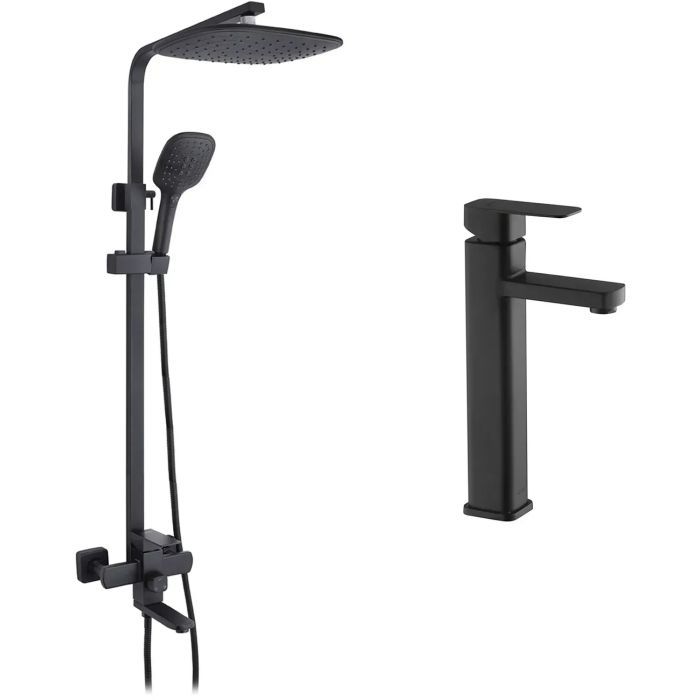 Душовий гарнітур Kroner Edelstahl Kubus-SCH063 + змішувач Edelstahl Kubus-SCH010-3 (CVS30177)