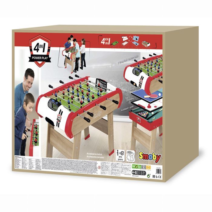 Настольный футбол Smoby Деревянный многофункциональный стол Павер Плей 4 в 1 (7600640002) изображение 4