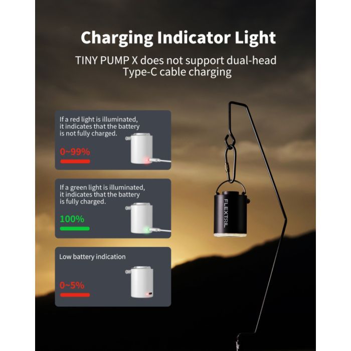 Насос для надувних меблів Flextail Tiny Pump Х з функцією ліхтаря, помаранчевий (6975755964379) зображення 5