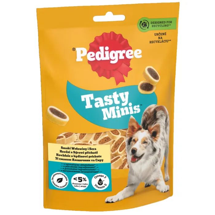 Ласощі для собак Pedigree Tasty Minis з яловичиною та сиром 140 г (5998749145357)