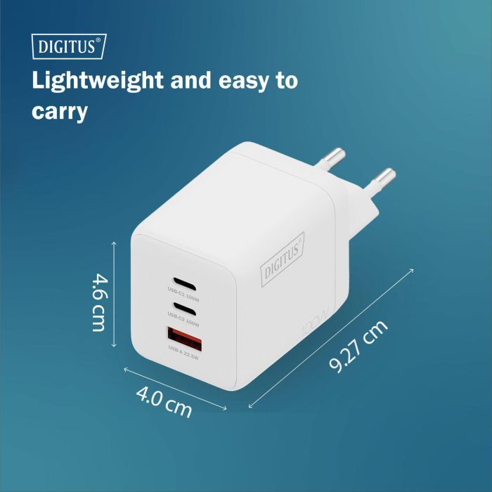 Зарядное устройство Digitus 2xUSB-C + 1xUSB-A GaN 100W (DA-10304) изображение 11