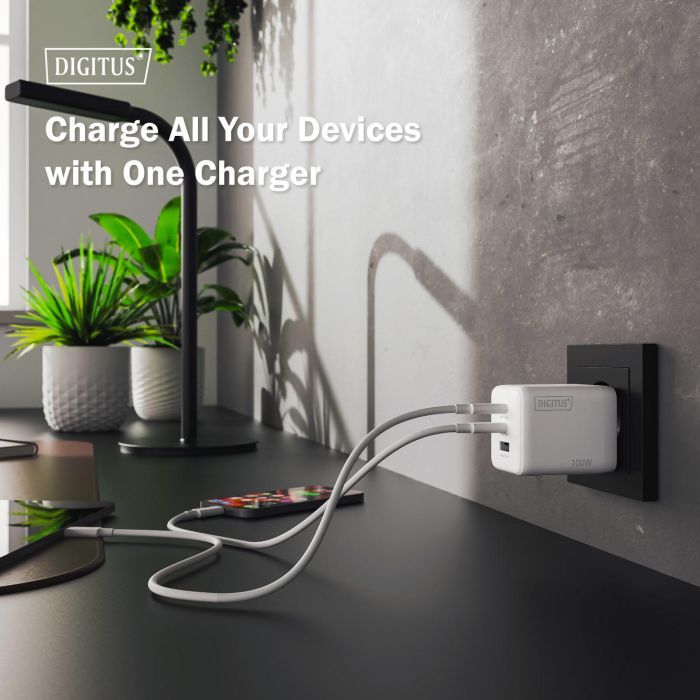 Зарядное устройство Digitus 2xUSB-C + 1xUSB-A GaN 100W (DA-10304) изображение 8