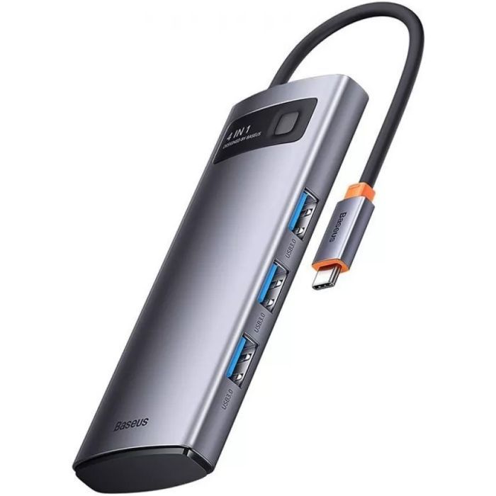Концентратор Baseus USB-C 4-in-1 4xUSB 3.0 gray (WKWG070013)