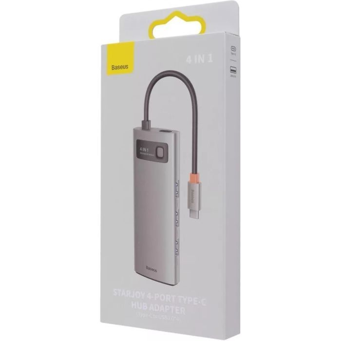 Концентратор Baseus USB-C 4-in-1 4xUSB 3.0 gray (WKWG070013) изображение 5