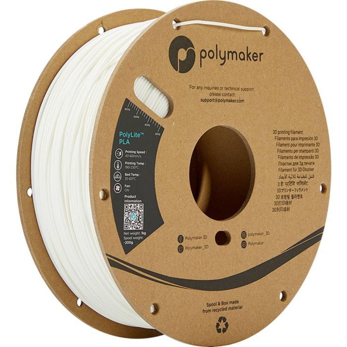 Пластик для 3D-принтера Polymaker PLA POLYLITE 1,75mm 1kg WHITE (PA02002)