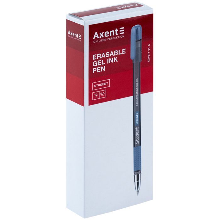 Ручка гелевая Axent пиши-стирай Student, черная в ассортименте (AG1071-01-A) изображение 3