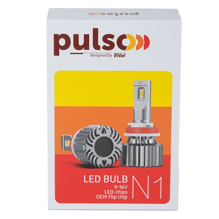 Автолампа PULSO LED-chips OEM PHILIPS Flip chip/9-16V/2*70W/8500Lm/6500K (N1-H4) изображение 5