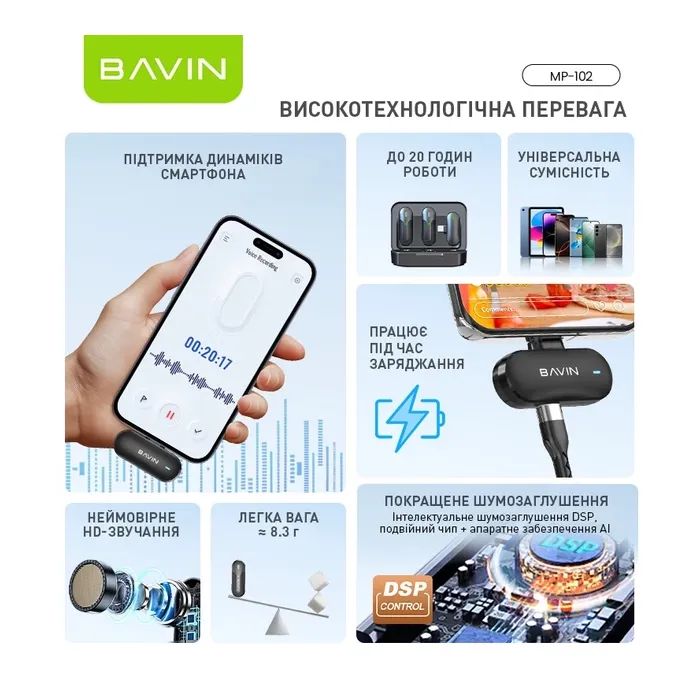 Микрофон BAVIN MP-102 Type-C Black (MP-102 BK) изображение 10
