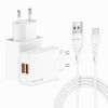 Зарядний пристрій Grand-X 2xUSB 5V 2.4A + cable USB to USB-C white (CH-15WT) зображення 2