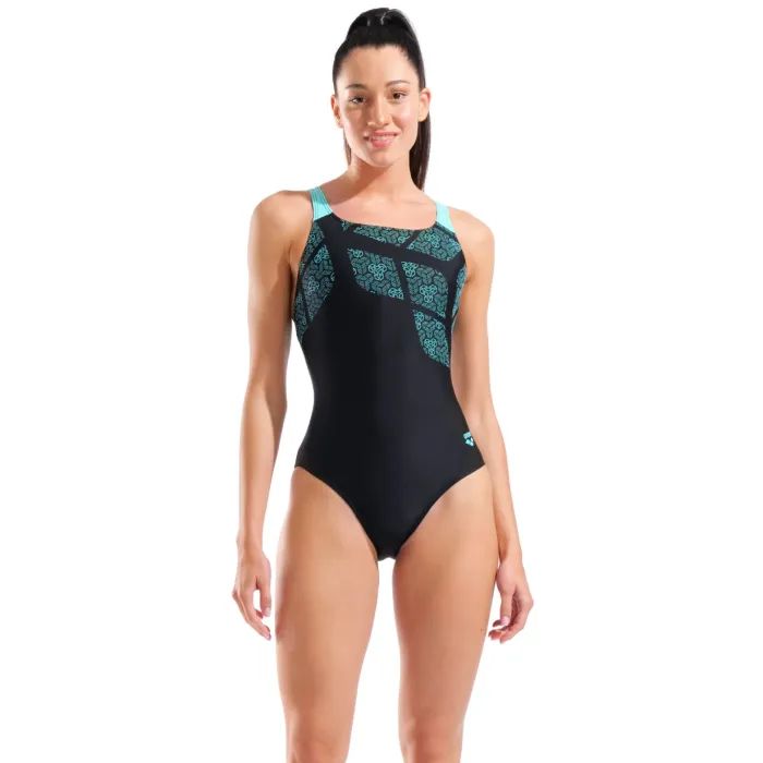Купальник Arena Kikko Swimsuit Swim Pro Back 010807-580 чорний, бірюзовий 44 (3468337757238)