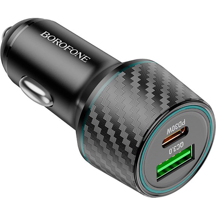 Зарядний пристрій BOROFONE 1xUSB-C PD30W + 1xUSB QC3.0 48W car adapter black (6941991101175) зображення 3