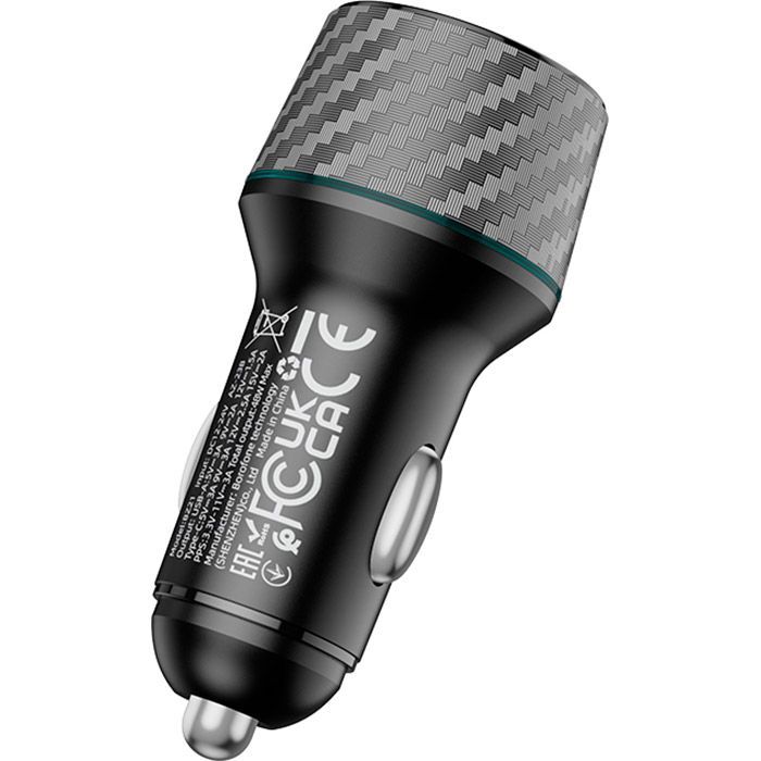 Зарядний пристрій BOROFONE 1xUSB-C PD30W + 1xUSB QC3.0 48W car adapter black (6941991101175) зображення 4