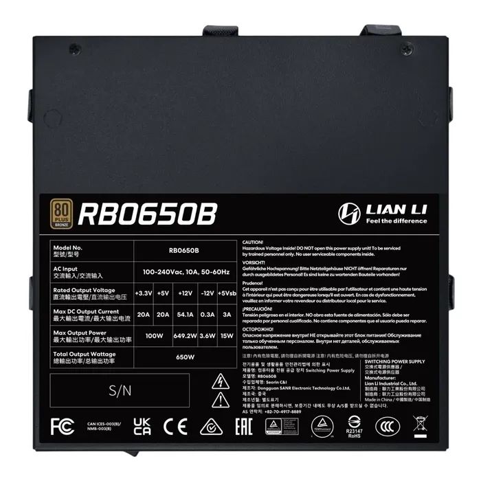 Блок питания Lian Li 650W RB0650B (G9P.RB0650B.B000.EU) изображение 2