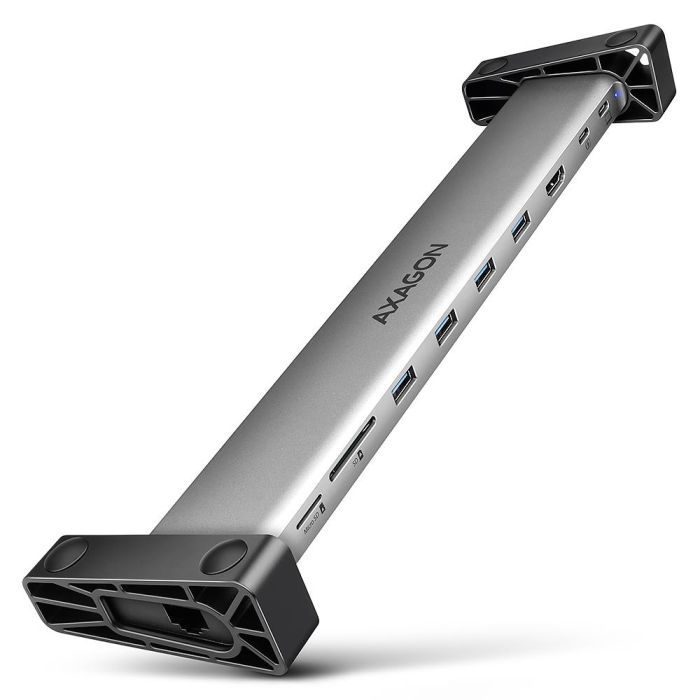 Концентратор AXAGON USB-C 9-in-1 4xUSB 3.2 + 2xUSB-C + HDMI + SD/TF + RJ45 1000Mbps + PD 100W black/gray (HMC-10HLS)