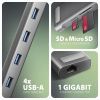 Концентратор AXAGON USB-C 9-in-1 4xUSB 3.2 + 2xUSB-C + HDMI + SD/TF + RJ45 1000Mbps + PD 100W black/gray (HMC-10HLS) изображение 3