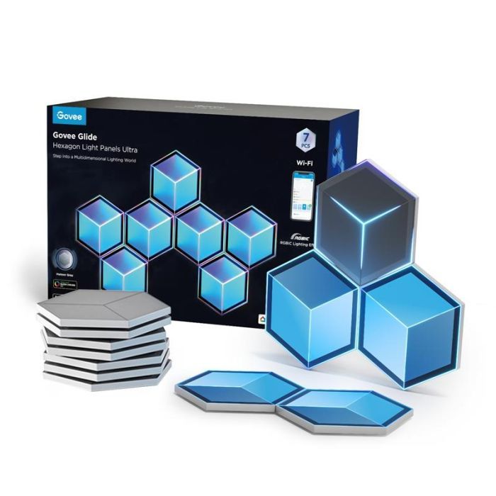 Светильник Govee H606A Glide Hexagon Light, 7шт, RGBIC WI-FI/Bluetooth, Meteor grey (H606AC81)
