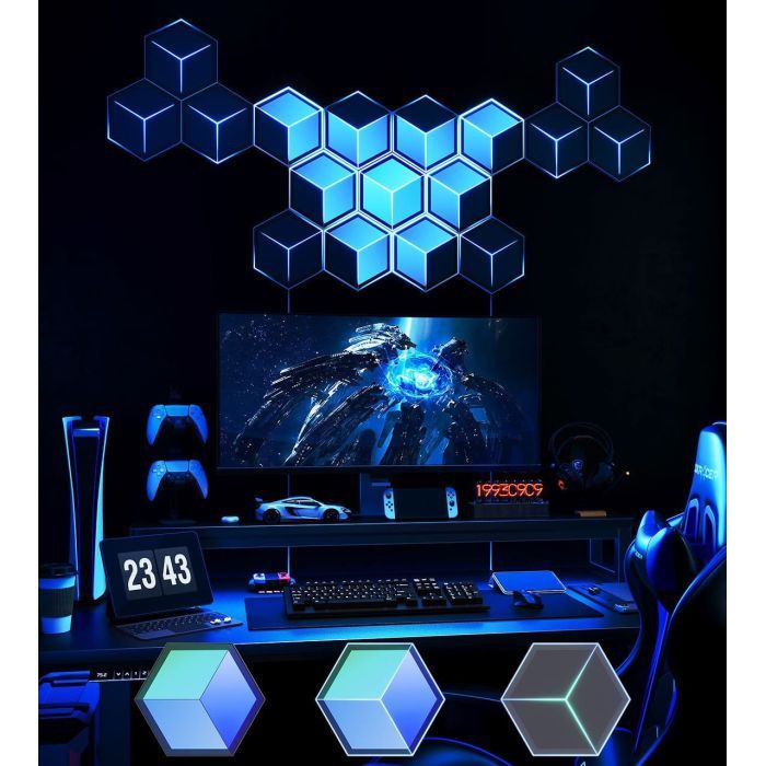 Светильник Govee H606A Glide Hexagon Light, 7шт, RGBIC WI-FI/Bluetooth, Meteor grey (H606AC81) изображение 3