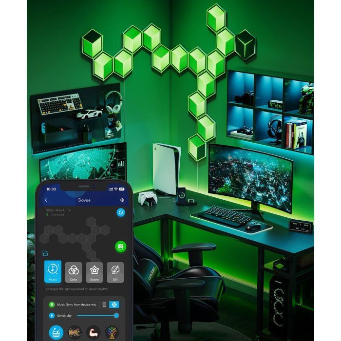Светильник Govee H606A Glide Hexagon Light, 7шт, RGBIC WI-FI/Bluetooth, Meteor grey (H606AC81) изображение 4