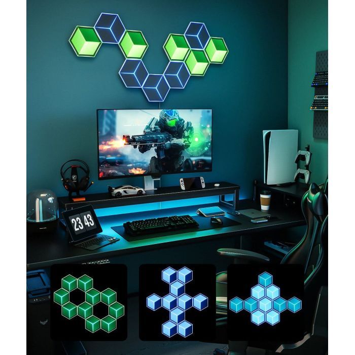 Светильник Govee H606A Glide Hexagon Light, 7шт, RGBIC WI-FI/Bluetooth, Meteor grey (H606AC81) изображение 9