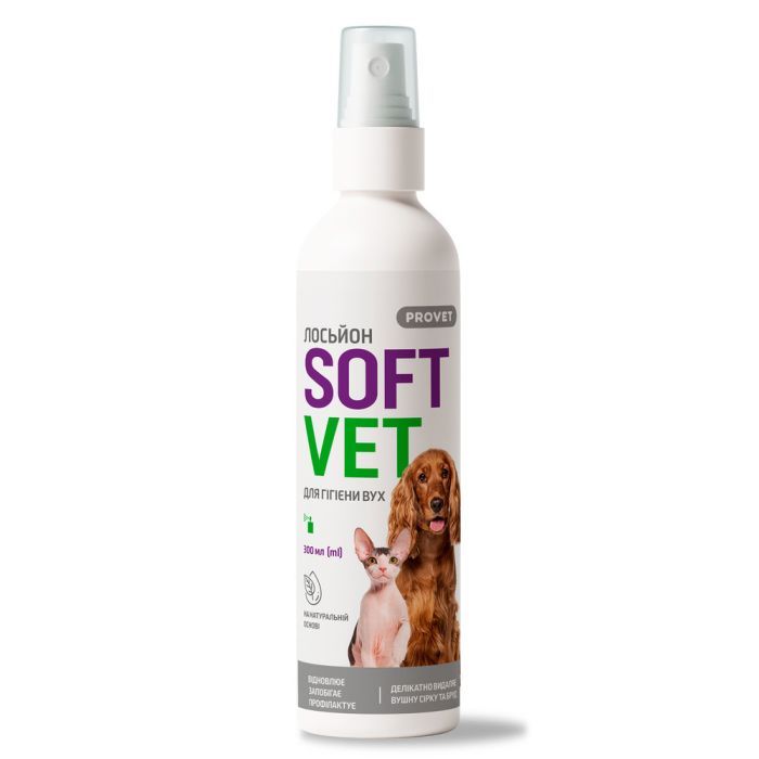 Лосьон для животных ProVET SOFTVET для гигиены ушей кошек и собак 300 мл (4823082440115)