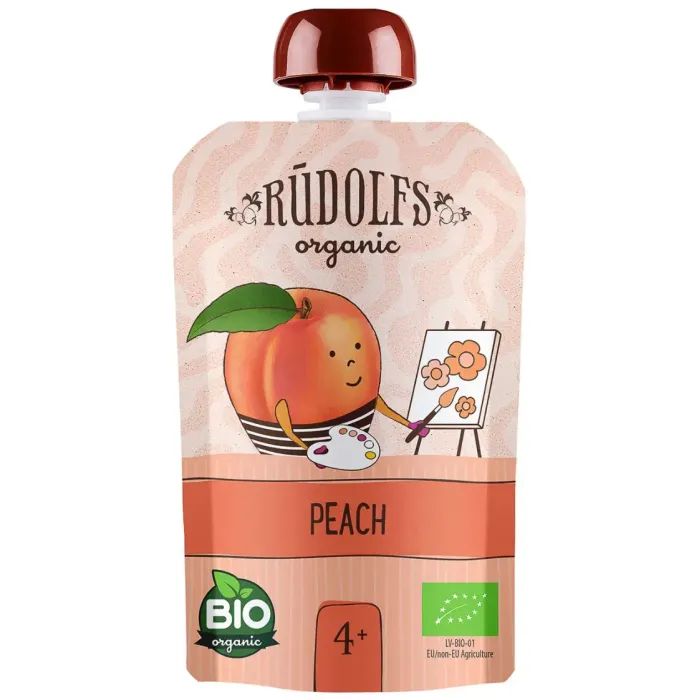Детское пюре Rudolfs органическое персик 4+, 90 г (4751017943212)