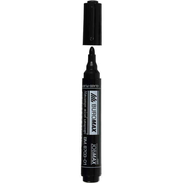 Маркер Buromax Permanent JOBMAX, round tip, black 2-4 мм (BM.8703-01)