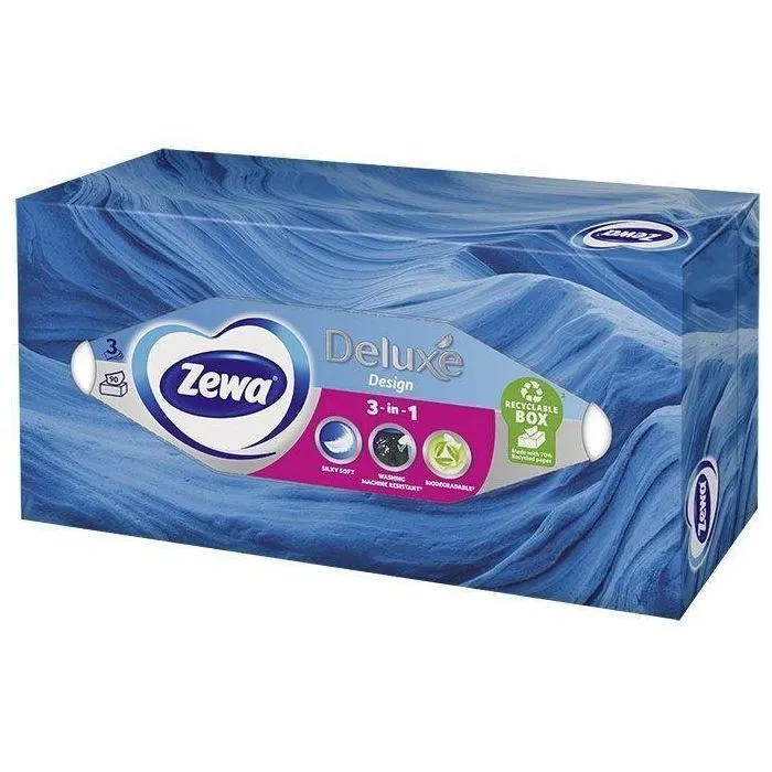 Салфетки косметические Zewa Deluxe 3 слоя 90 шт. (4006670128002)